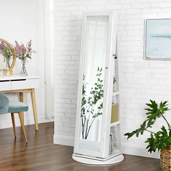 Full-Length Mirror Cabinet Rotating Floor-Standing Custom Fitting Smart Makeup Mirror Luminous Glass Mirror Jewelry Jewelry Cabinet