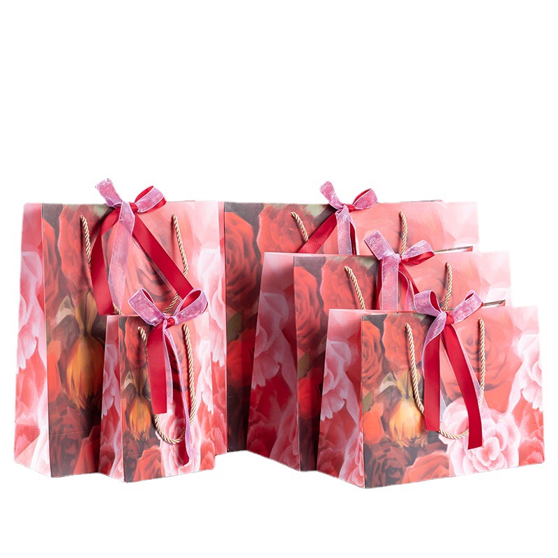 Bolsa de regalo de mano festiva roja bolsa de regalo de vacaciones tienda de ropa de mujer bolsa de compras bolso bolsa de papel