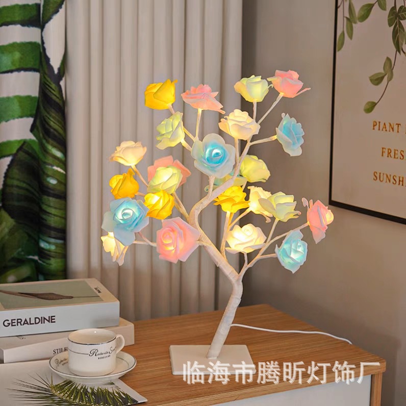 Luz de árbol LED rosa fruta ciruela color mariposa luz de abedul azul pálido hoja de arce huevo de oliva