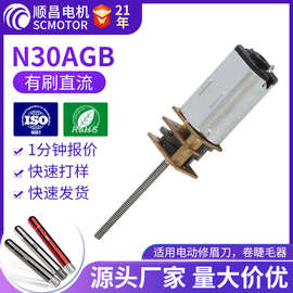 螺纹轴N30AGB微型齿轮减速电机直流有刷长轴小型低速马达加长螺杆