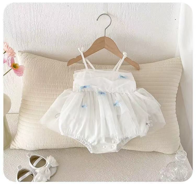 Falda de gasa con tirantes para bebés, falda de pedo, tesoro femenino, vestido de luna llena, vestido de un año, vestido de una pieza, vestido de gasa con tirantes, vestido de verano