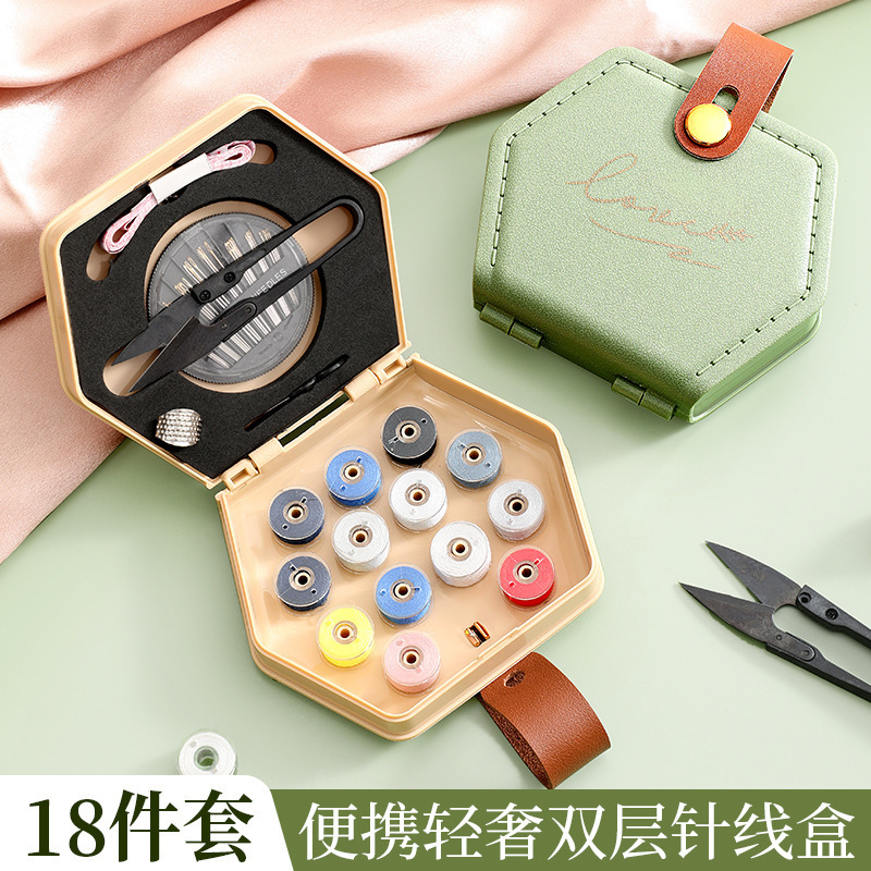 縫い糸セット家庭用裁縫箱縫い糸手縫い小巻手作り縫い糸18点セット縫い糸バッグ実用型|undefined