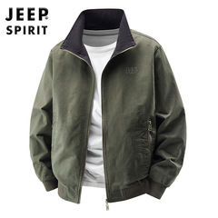 JEEP吉普2025双面穿夹克春秋款一衣两穿宽松休闲立领大码外套7955