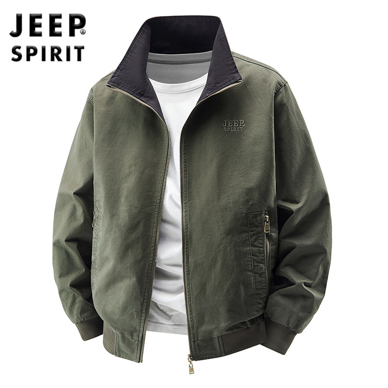 JEEP吉普2025双面穿夹克春秋款一衣两穿宽松休闲立领大码外套7955|undefined