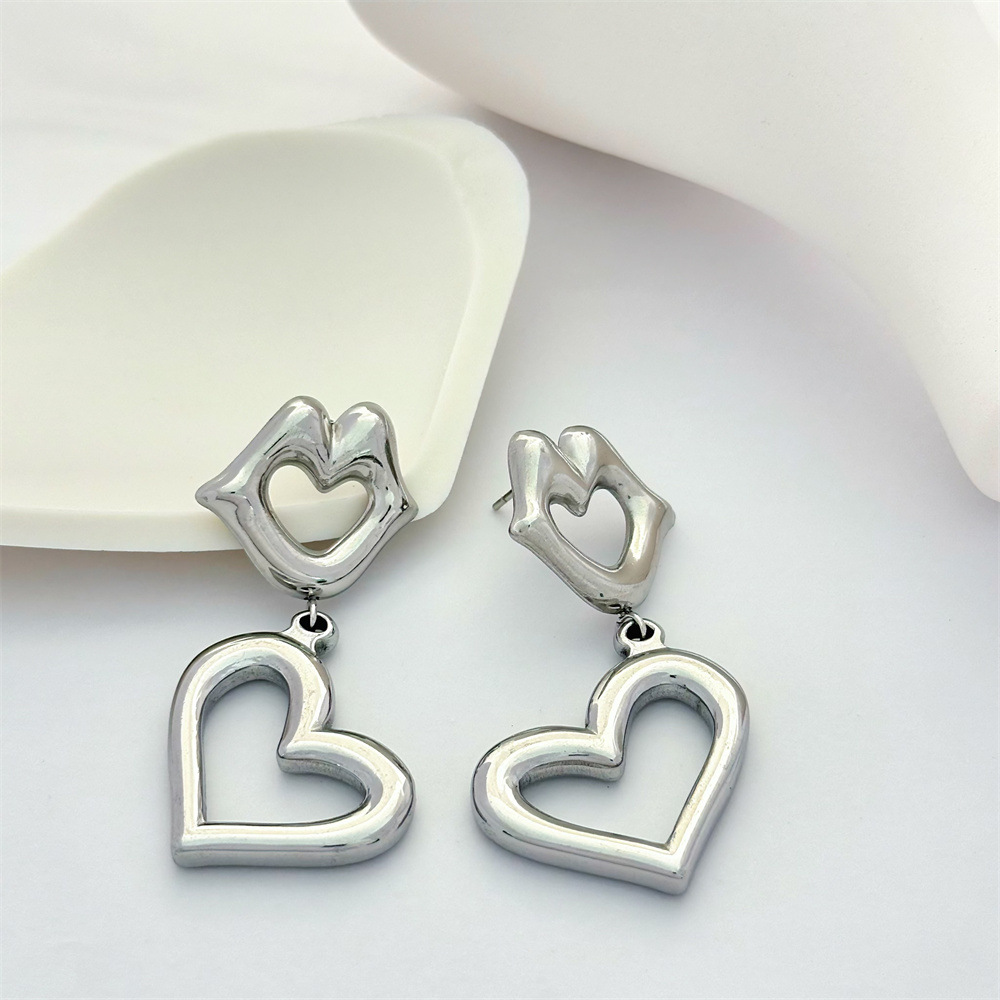 1 Pair Lips Classic Style 304 Stainless Steel Drop Earrings display picture 7