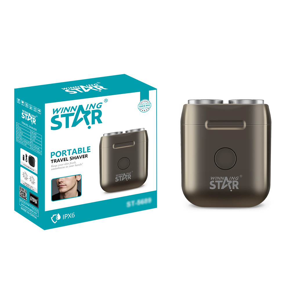 Winning Star Cross-border hogar TYPE-C carga pequeña portátil 2 cabezales impermeable afeitadora eléctrica