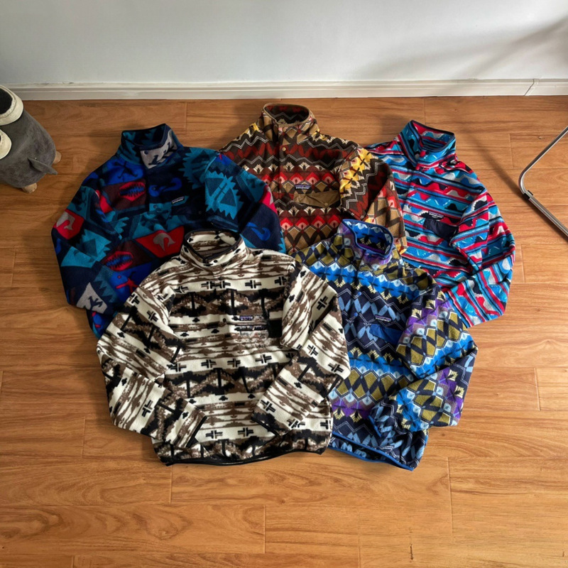 Cross-border PAT American-style outdoor limited edition vintage colorway, vintage workwear fleece jacket, pullover, warm