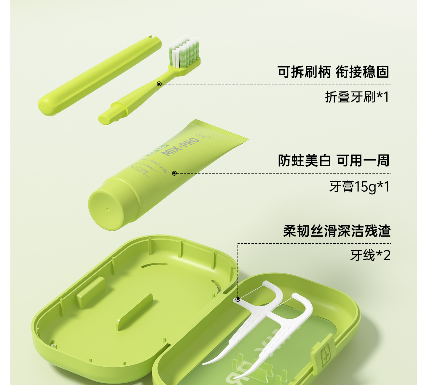 正畸牙刷软毛高级折叠定制批发牙线牙膏牙刷套装旅行便携出差小头