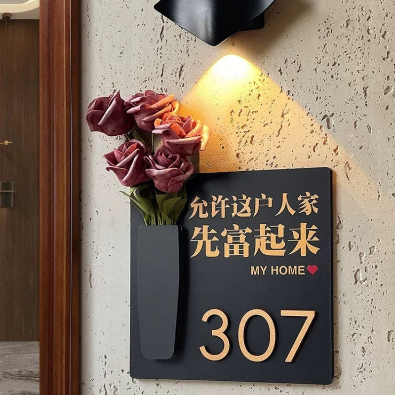 新しいライトラグジュアリークリエイティブドアサイン住宅B&Bホテルアパート新築祝い玄関ドア装飾フラワーアレンジメント引っ越し|undefined