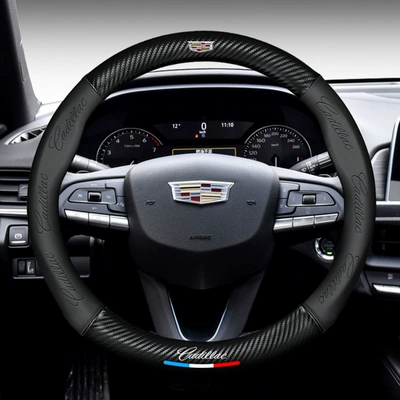 Logo Electric Car Handlebar Cover — Steering wheel cover - round-cadillac-38cm