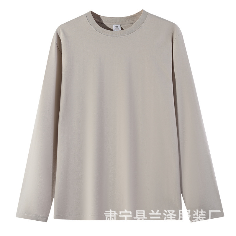 秋冬230g精櫛小落肩長袖卸売り純色秋衣男女純綿底シャツtシャツプリント|undefined