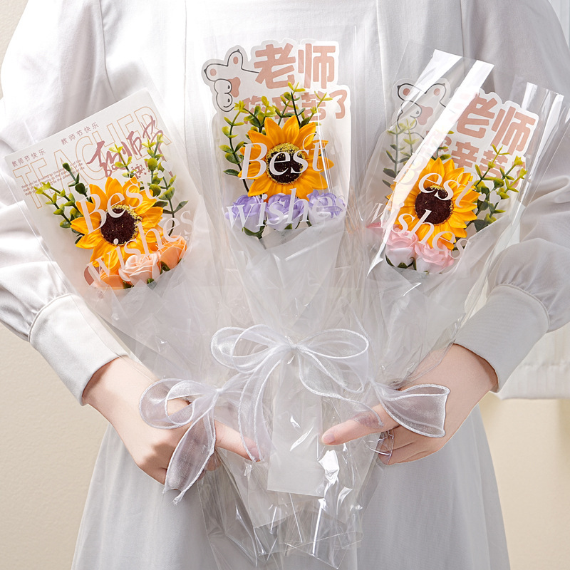 教师节礼物向日葵成品花束送女老师幼儿园小学香皂花玫瑰创意礼品|undefined