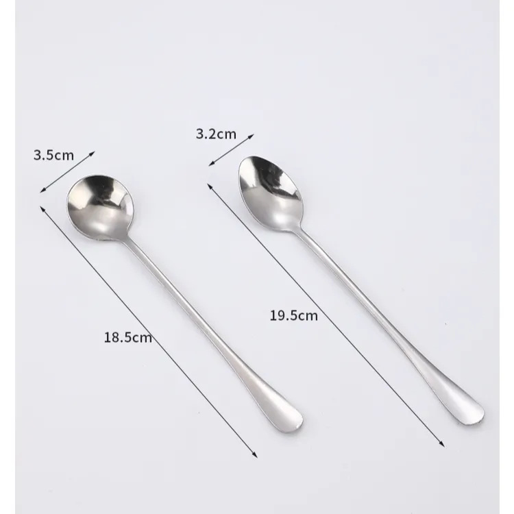 ✅Coffee Ice Stainless Steel Round Long Handle Coffee Stirring Mug Korean Style Spoon Wholesale_voghion.com