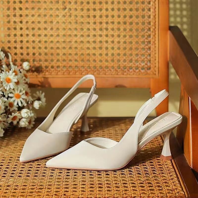 Versatile and fashionable strap sandals, new stylish closed-toe high heels for women, stiletto pointed toe pumps, 2024 summer backless design Versatile and fashionable strap sandals, new stylish closed-toe high heels for women, stiletto pointed toe pumps, 2024 summer backless design