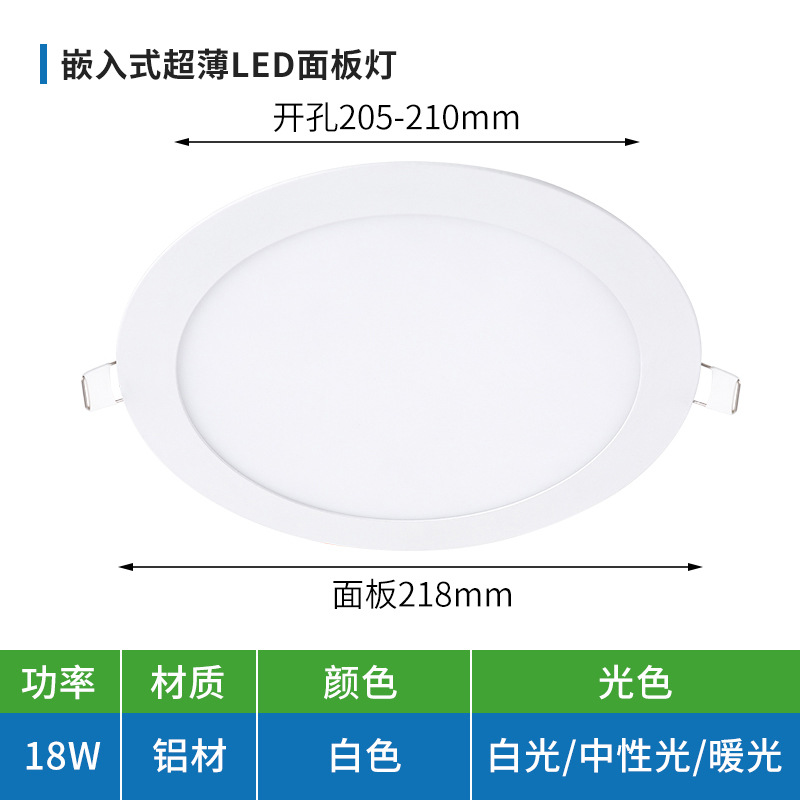 18W round surface with 220mm opening 205-210mm