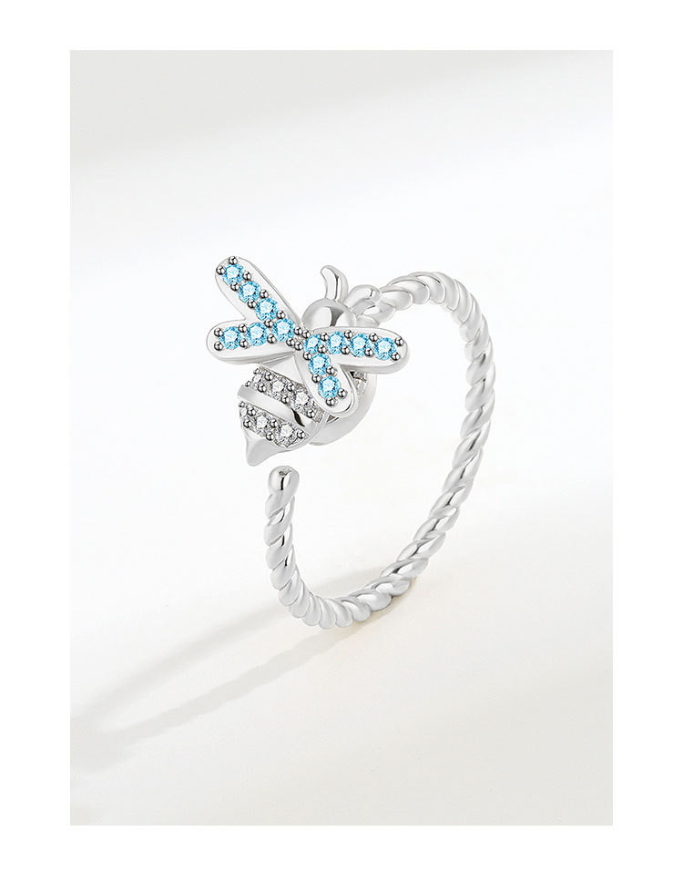 Lady Bee Copper Plating Inlay Zircon Open Ring 1 Piece