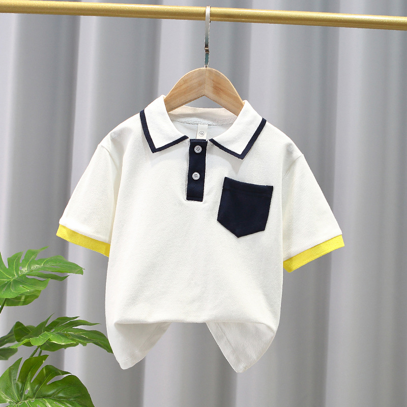 Boys' Short Sleeve Polo Shirt 2024 Summer New Children's Collar Casual T-Shirt Baby Middle and Small Children Half Sleeve Top