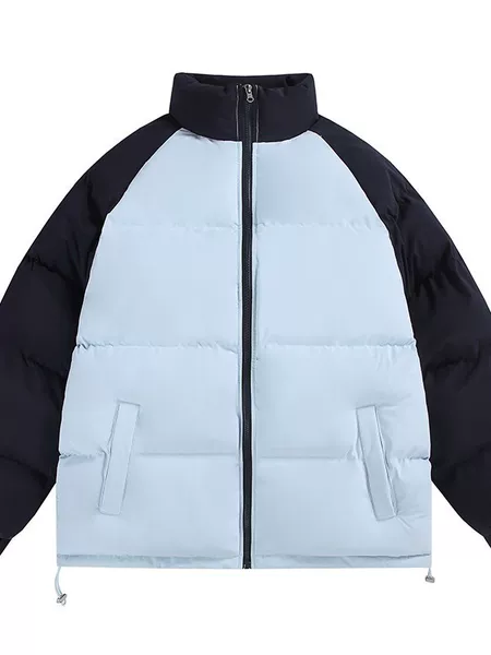 Men's stand-collar cotton jacket, 2026 winter new style, warm color-blocked outerwear, casual cotton coat, Korean-style trendy cotton jacket, suitable for