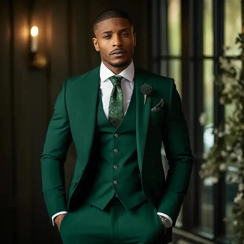 Amazon Africa Cross-Border Men's Suit Slim Three-Piece Wedding Groom Tuxedo Suit Prom Suit