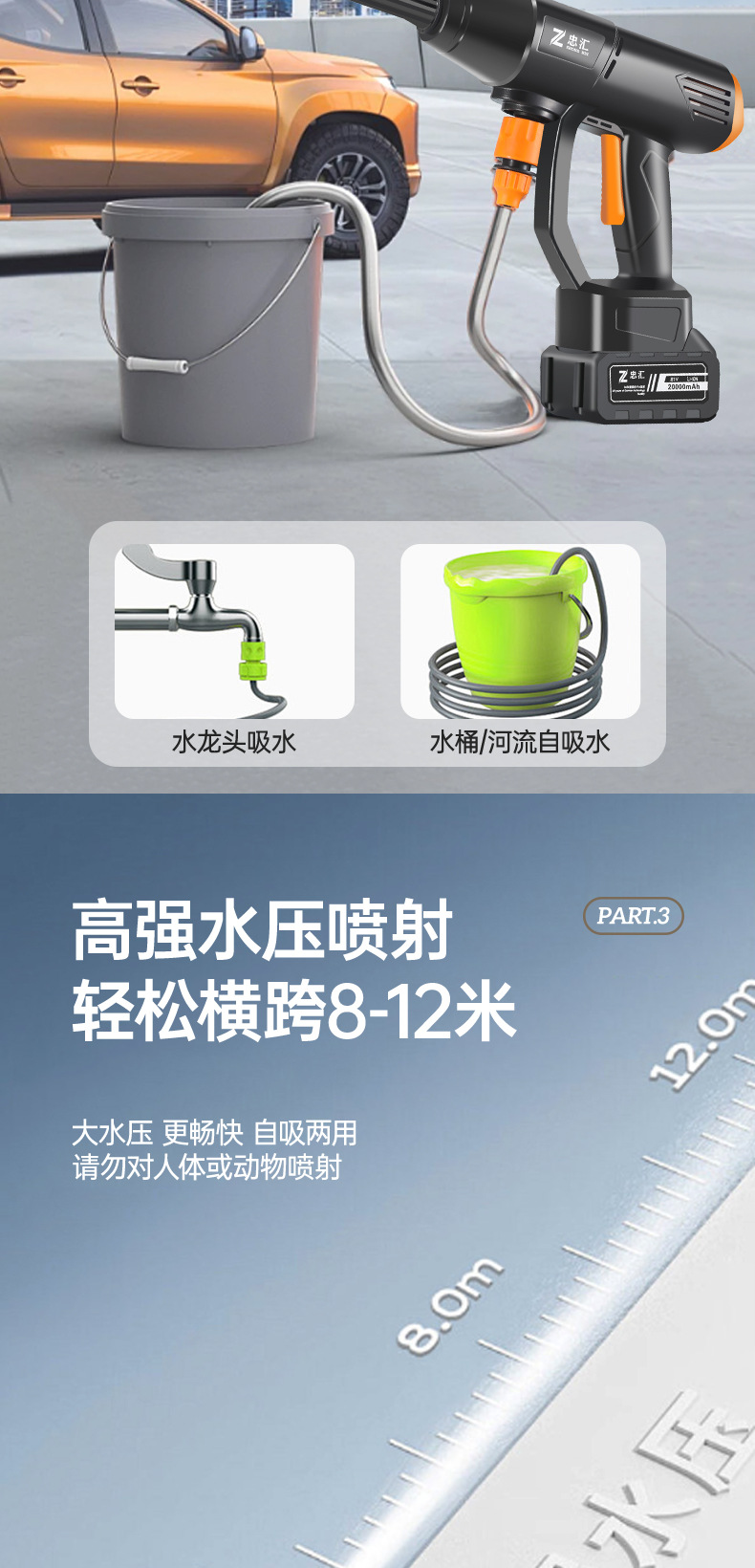 Wireless High-Power Lithium Battery High-Pressure Car Wash Water Gun, Portable Car Wash Machine, Wholesale Cleaning Machine