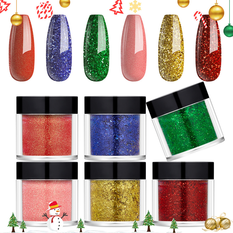 Cross-Border Nail Glitter Sequins Glitter Powder Set Manicure Glitter Powder Decoration Slime Filled Christmas Ornaments