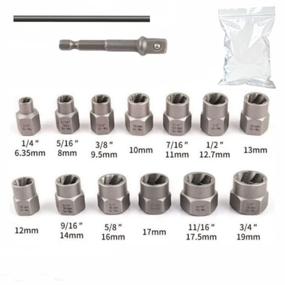 Incomplete Nuts, Hex Nut – Mühərrik tənzimləmə alətləri - 15pcs-nut-extractor-bag-615g