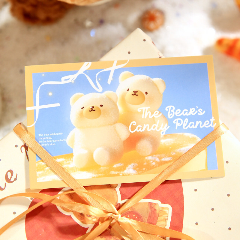Mr. Paper Postales en caja Little Bear's Gomile Planet Series Lindas mascotas Advanced Advanced Cards Decoración de la cuenta de mano