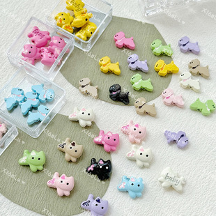 Macaron color cute wind puppy kitten paint alloy handmade DIY beaded mobile phone chain hairpin accessories