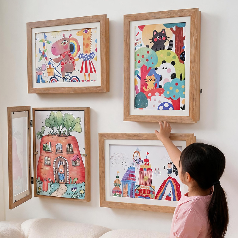 Ins-style flip-top photo frame, display stand, magnetic picture frame, desktop storage ornament, multi-layer display decoration prop for home use