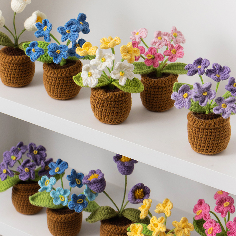 Nuevo automóvil transfronterizo DIY tejido a mano mini mini maceta flor lana crochet adornos de oficina Día del Maestro image 5