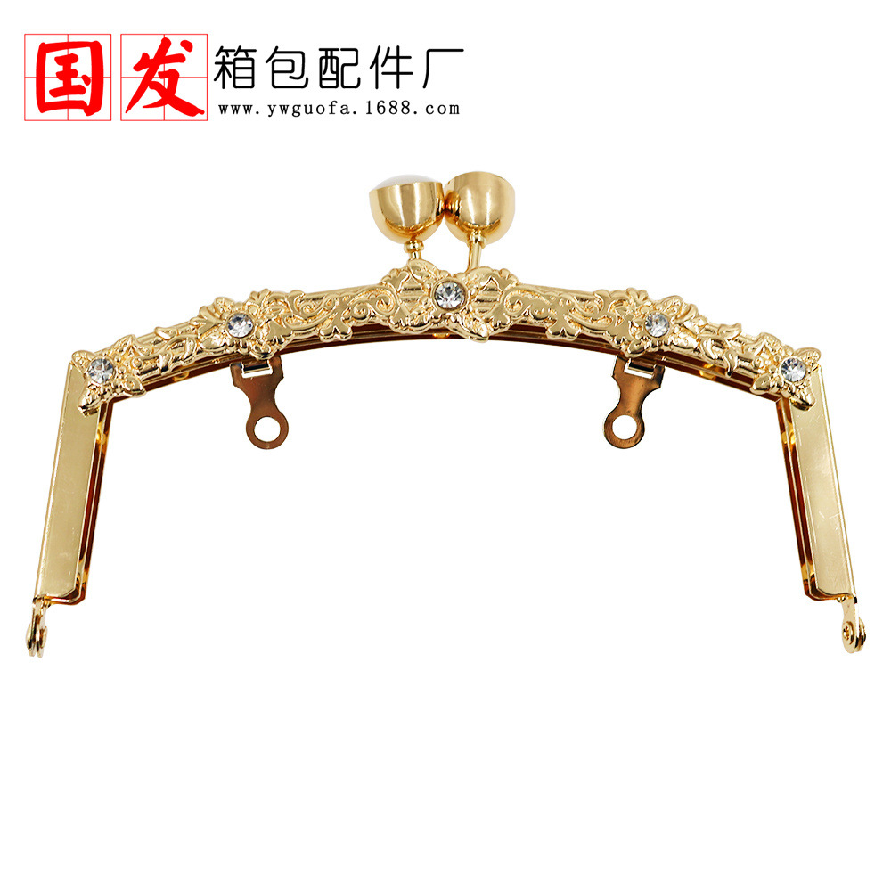 Sin agujeros de tornillo en stock 17CM flores de oro boca boca cabeza de taza de vino oro claro boca de oro al por mayor botón de bolsa