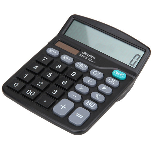 Deli 837es large screen 12-digit calculator dual power supply without voice function financial accounting office supplies stationery
