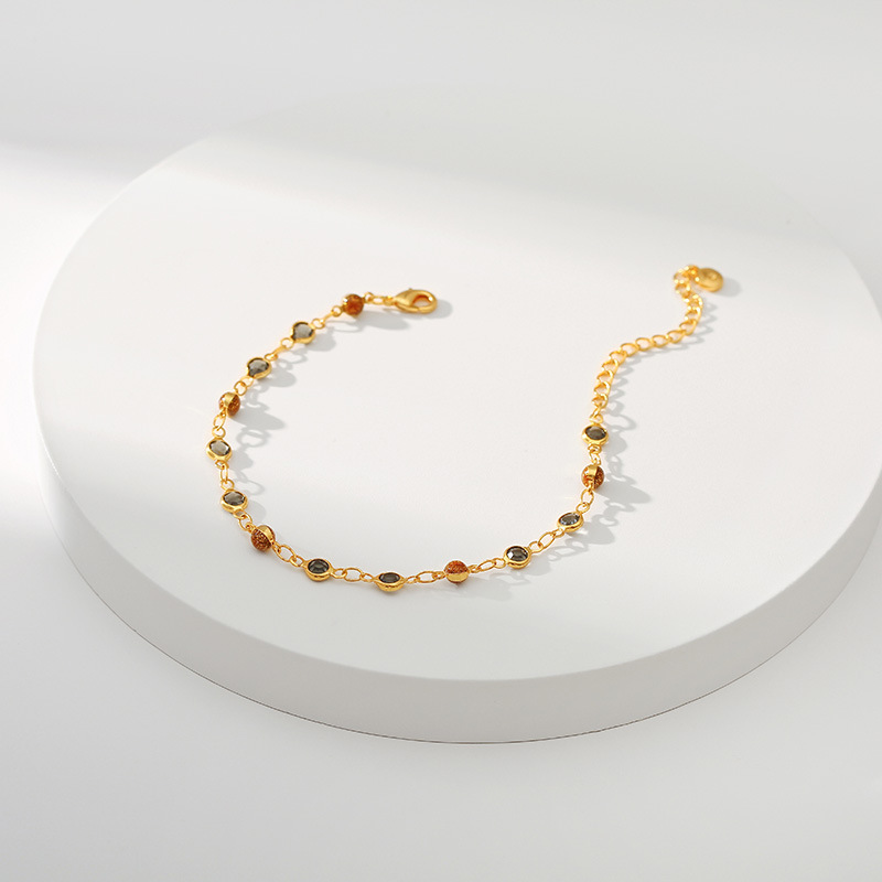 Daily Occasion Copper Material Retro Round Copper Inlay Glass Bracelets