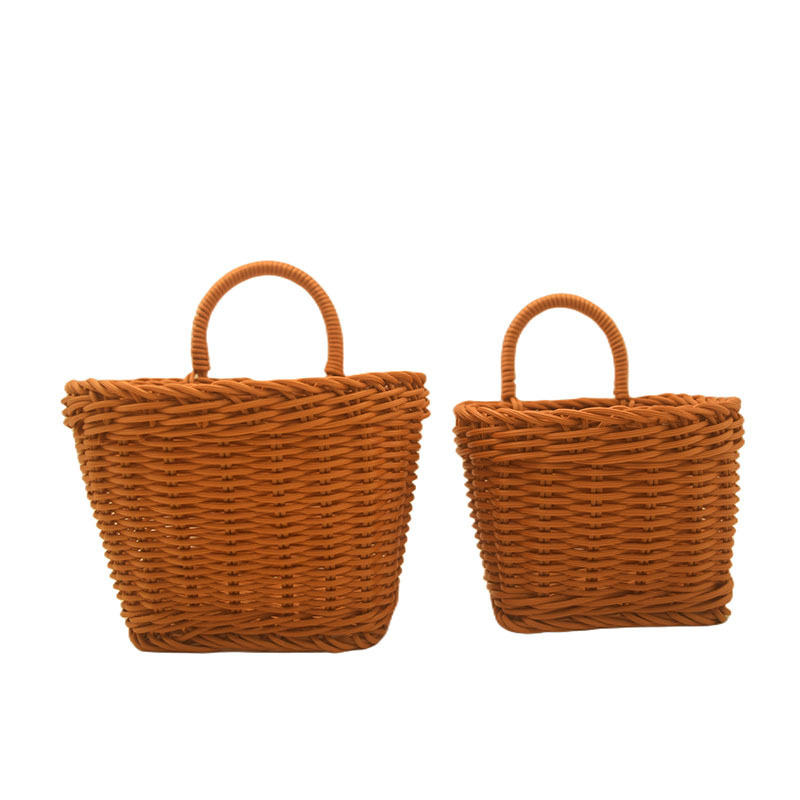 Cesta de picnic cuadrada de plástico tejido de imitación de caña PP canasta de compras canasta de recoger frutas canasta de frutas image 23