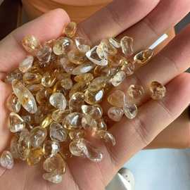 天然巴西黄水晶碎石消磁摆件供佛装饰香薰扩香石DIY手工鱼缸