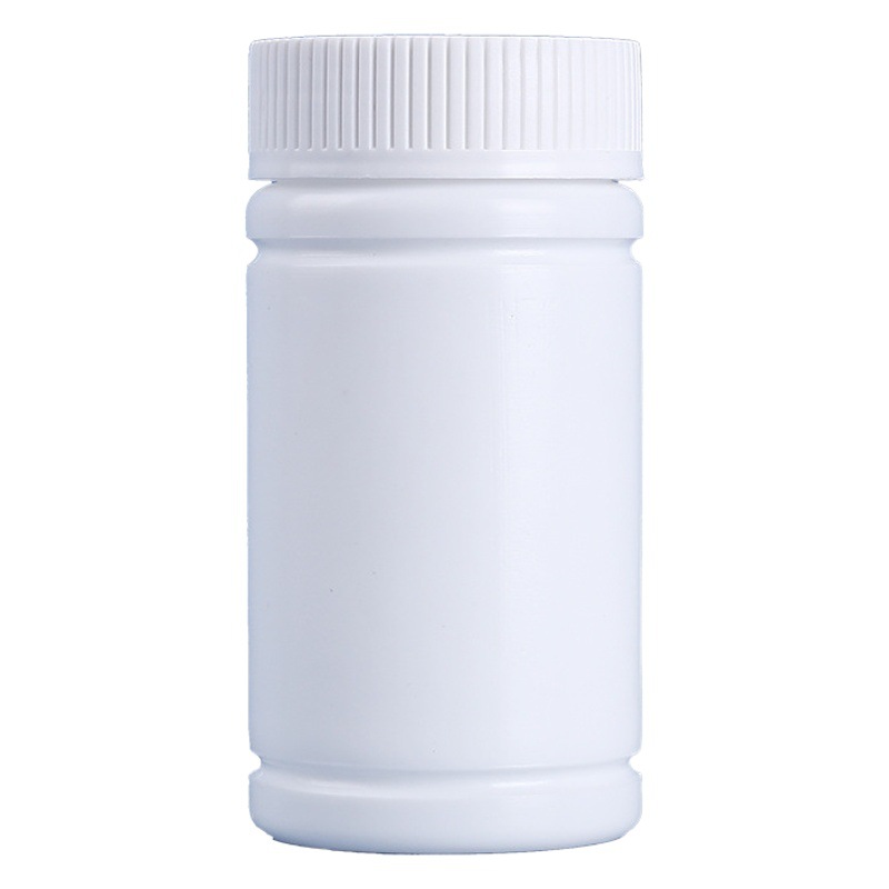 100-300ml botella de cuidado de la salud tapa de presión botella de plástico de bambú a prueba de luz blanca botella de cápsula de tableta de boca ancha sólida