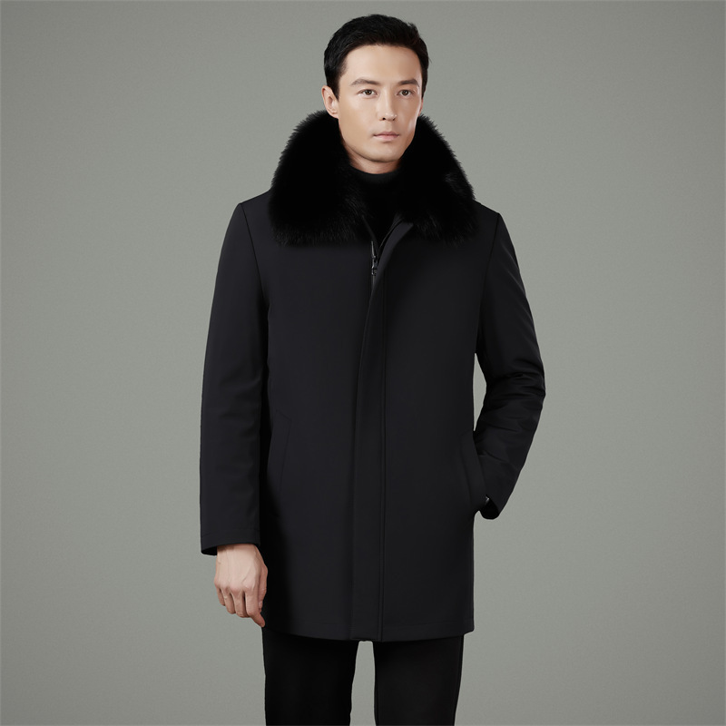 Middle-Aged and Elderly Men's Mid-Length Mink Fur Collar Detachable Gold Liner Dad Winter Outwear Jacket Middle-Aged and Elderly Men's Mid-Length Mink Fur Collar Detachable Gold Liner Dad Winter Outwear Jacket