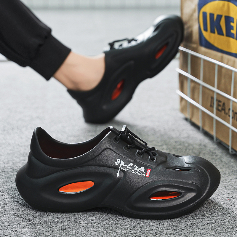 Zapatos con agujeros para hombres, ropa exterior, verano, antideslizante, desodorante, suela suave, pesca al aire libre ligera, vadeo, sandalias y zapatillas deportivas todo incluido