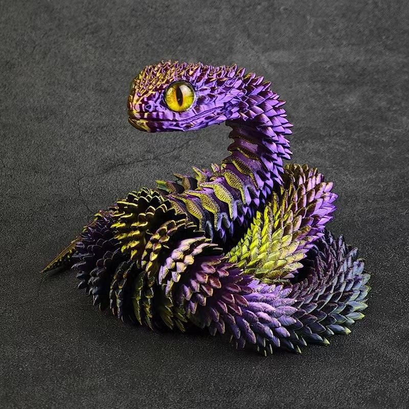 Cross-Border 3D Printed Toy Snake Set Model Viper Hand-Made Ornaments with Movable Joints Simulated Animals Wholesale