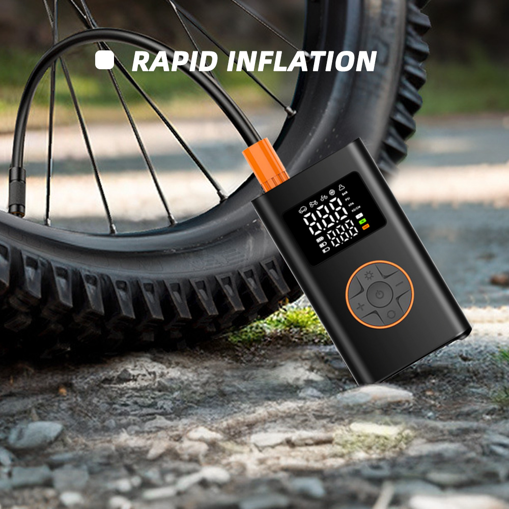 Bomba de aire portátil para coche con pantalla digital de doble pantalla, bomba eléctrica para inflar botes, bomba de neumáticos eléctrica de mano con carga inalámbrica