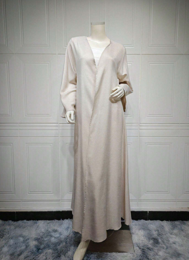 2025 Muslim Middle Eastern Arab Dubai Solid Color New Fashion Robe Dress Cardigan For Women's Outerwear_ecoleips.com