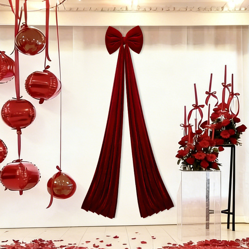 Nuevo día de San Valentín colgantes de arco de techo grande decoración de escena interior tela de terciopelo colgantes de arco de tamaño grande