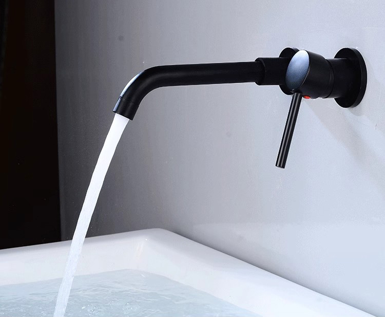 Cross-border wall-mounted hot and cold water faucet, hidden bathroom washbasin, rotatable all-copper concealed washbasin faucet Application Scenario