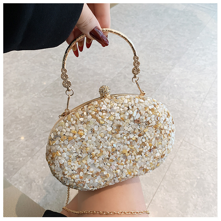 Bolsa de cena de diamantes transfronterizos mayorista de damas bolsa de cena de diamantes oval bolsa de fiesta de lujo bolsa de mano boda