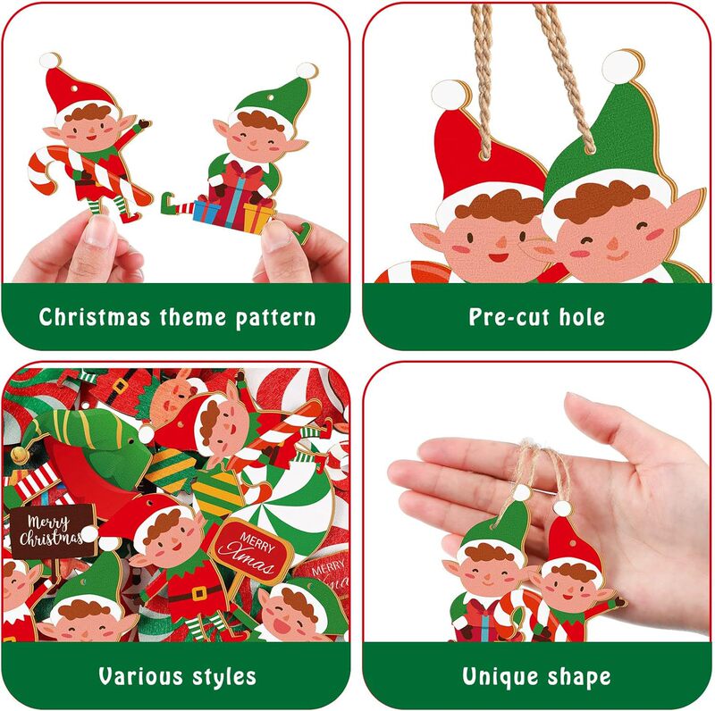 36ピースのエルフのクリスマスツリーの装飾品クリスマスの木製のエルフのペンダントミントの木のクリスマスのパーティーの吊り下げの装飾|undefined