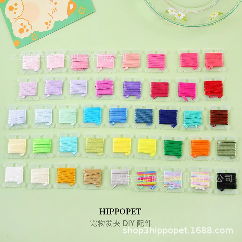 Заколки для домашних животных 3 мм премиум атласный полиэстер ремень diy собачьи аксессуары для волос