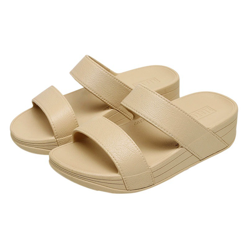 Тапочки на высоком каблуке Женская летняя одежда 2023 Новые модные элегантные тапочки на танкетке с одним словом для толстых тапочек на выход