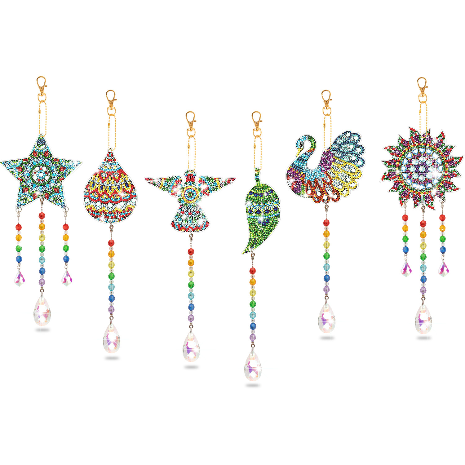 Fábrica directa pintura de diamantes hecha a mano DIY punto perforación pegatinas bordadas de acrílico de PVC dibujos animados llaveros domésticos al por mayor