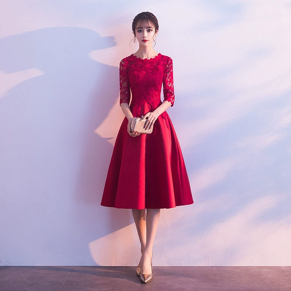 Burgundy, long, mid-length