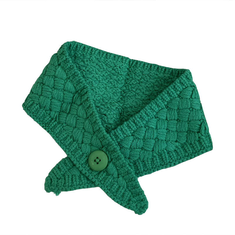 Nuevo botón de color caramelo tejido bufandas cortas para mujeres otoño y invierno estilo coreano de decoración universal protector de cuello bufandas cuello